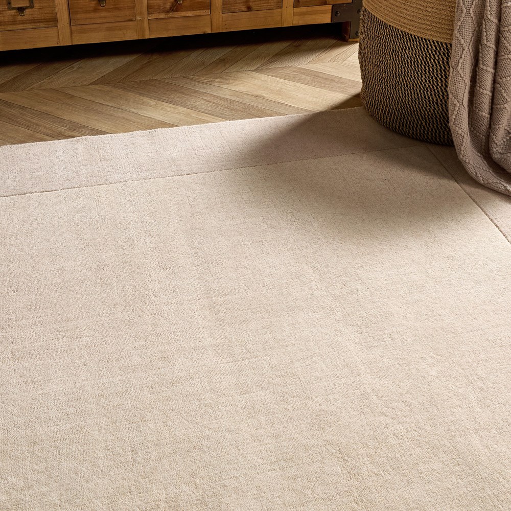 Origins Borders Plain Wool Rugs in Natural