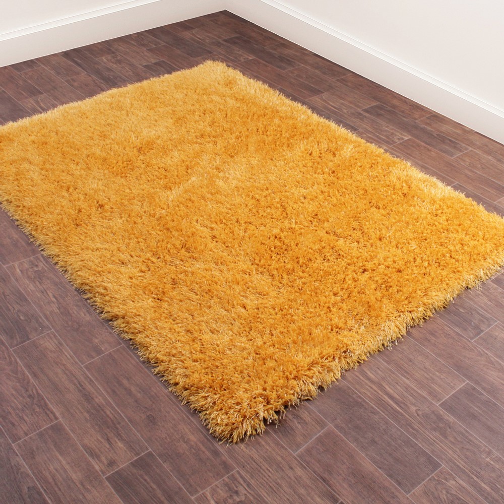 Boston Shaggy Rugs in Ochre Yellow