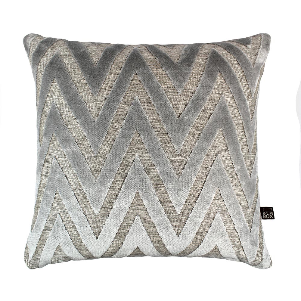 Bowie Zig Zag Geometric Cushion in Silver Grey buy online from the rug ...