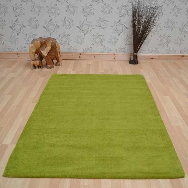 Brighton Plain Lime Green Wool Rugs - Free UK Delivery - The Rug Seller