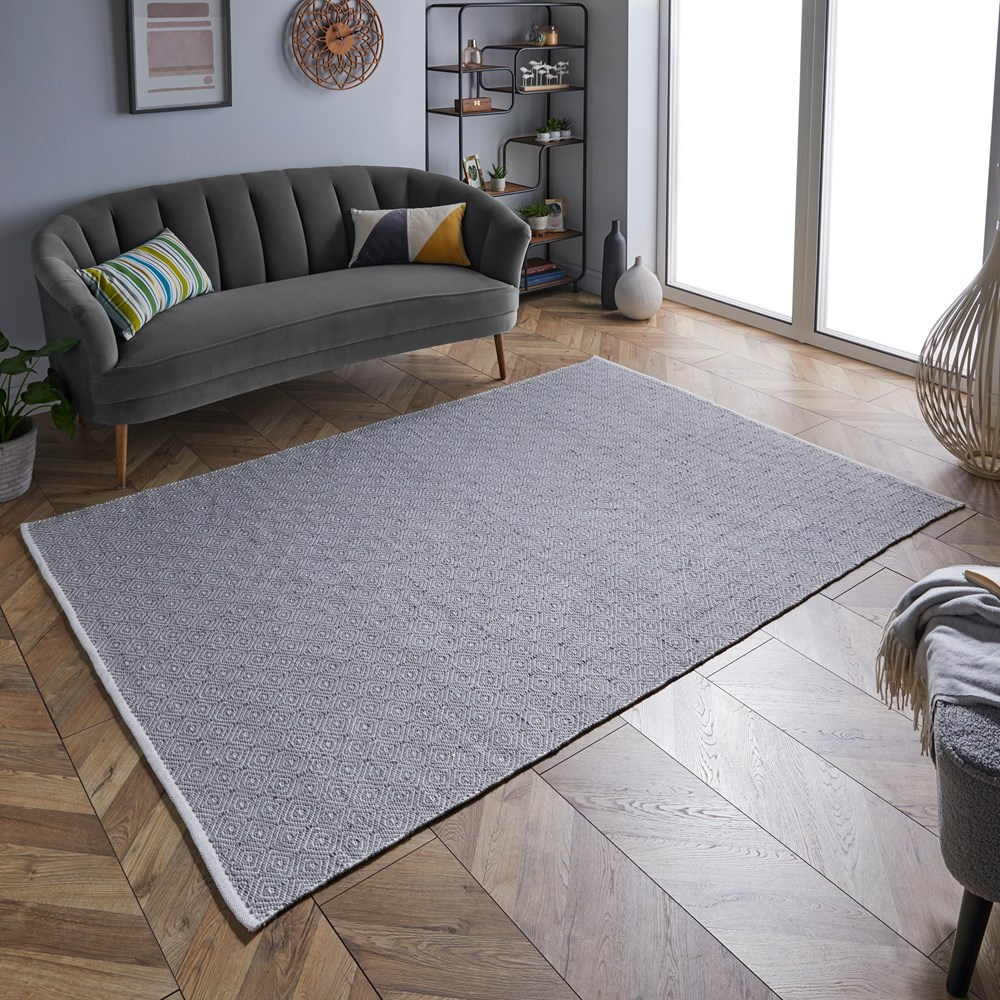 Brittany Modern Flatweave Indoor Outdoor Rugs in Silver Grey