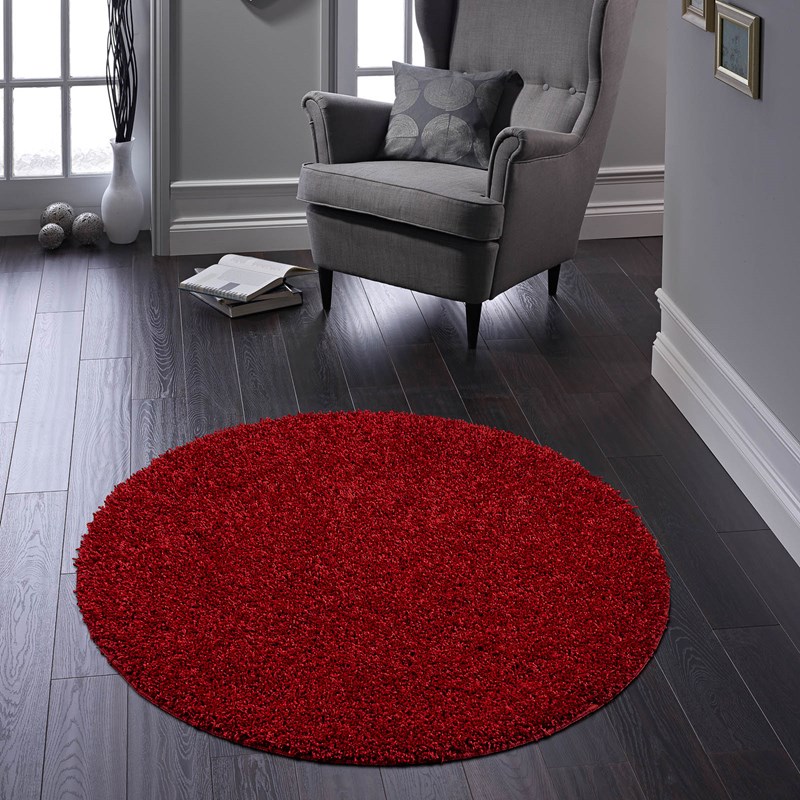 Buddy Washable Round Rugs in Red buy online from the rug seller uk