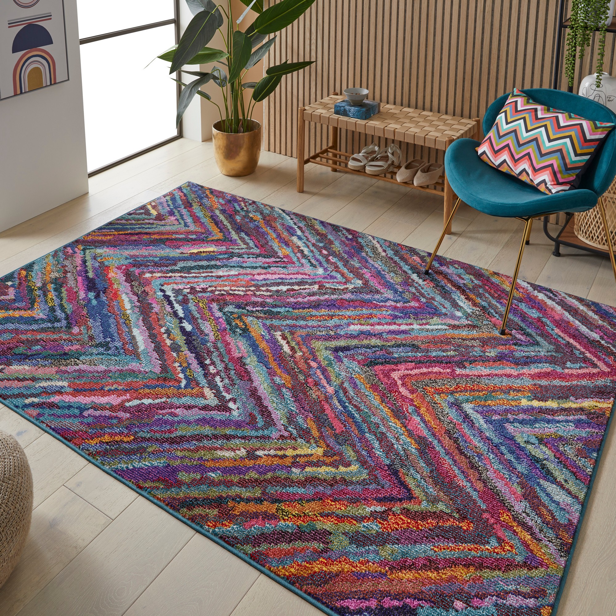 Carnaval Car104 Chevron Rug By Concept Looms In Multicolour