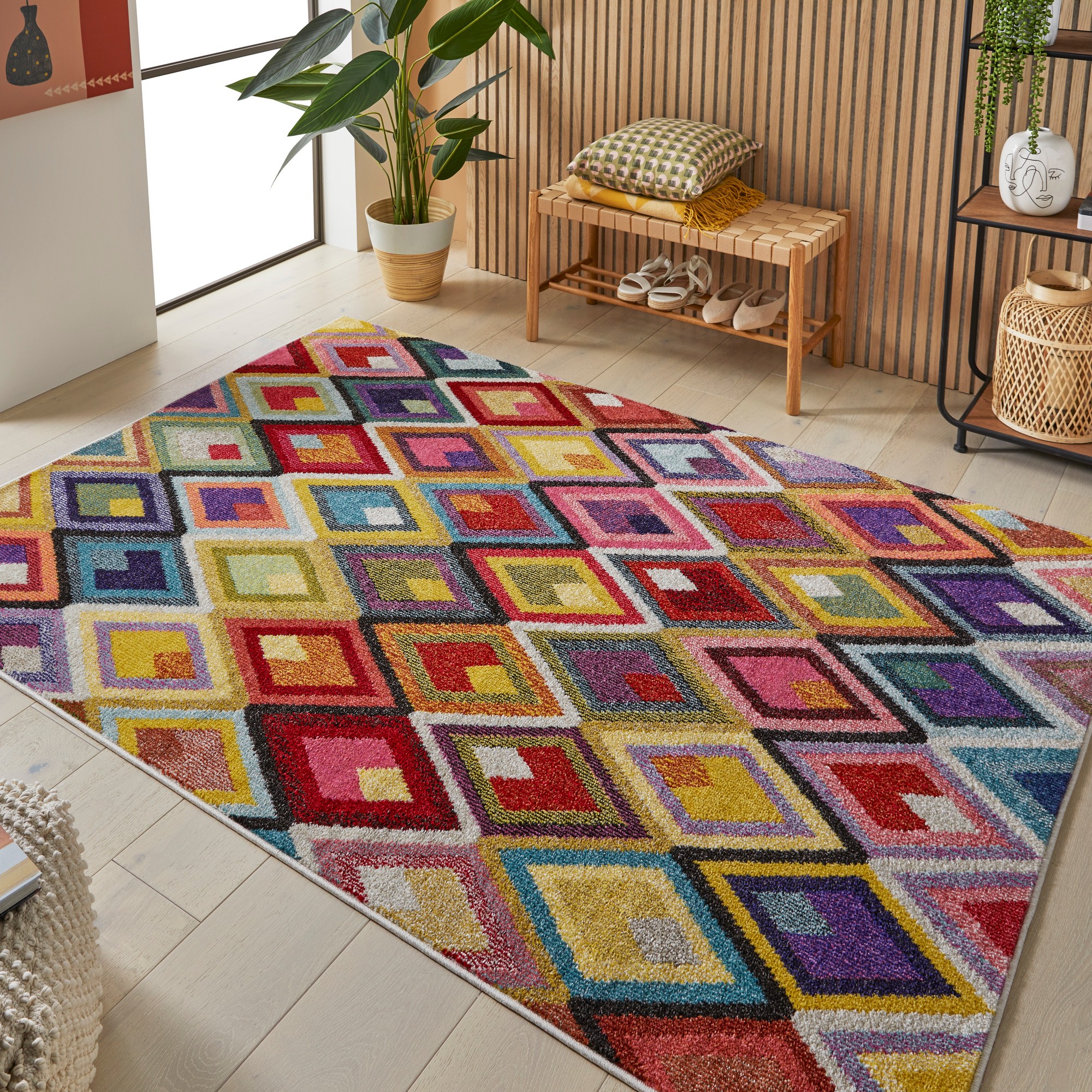 Carnaval Car109 Geometric Rug By Concept Looms In Multicolour