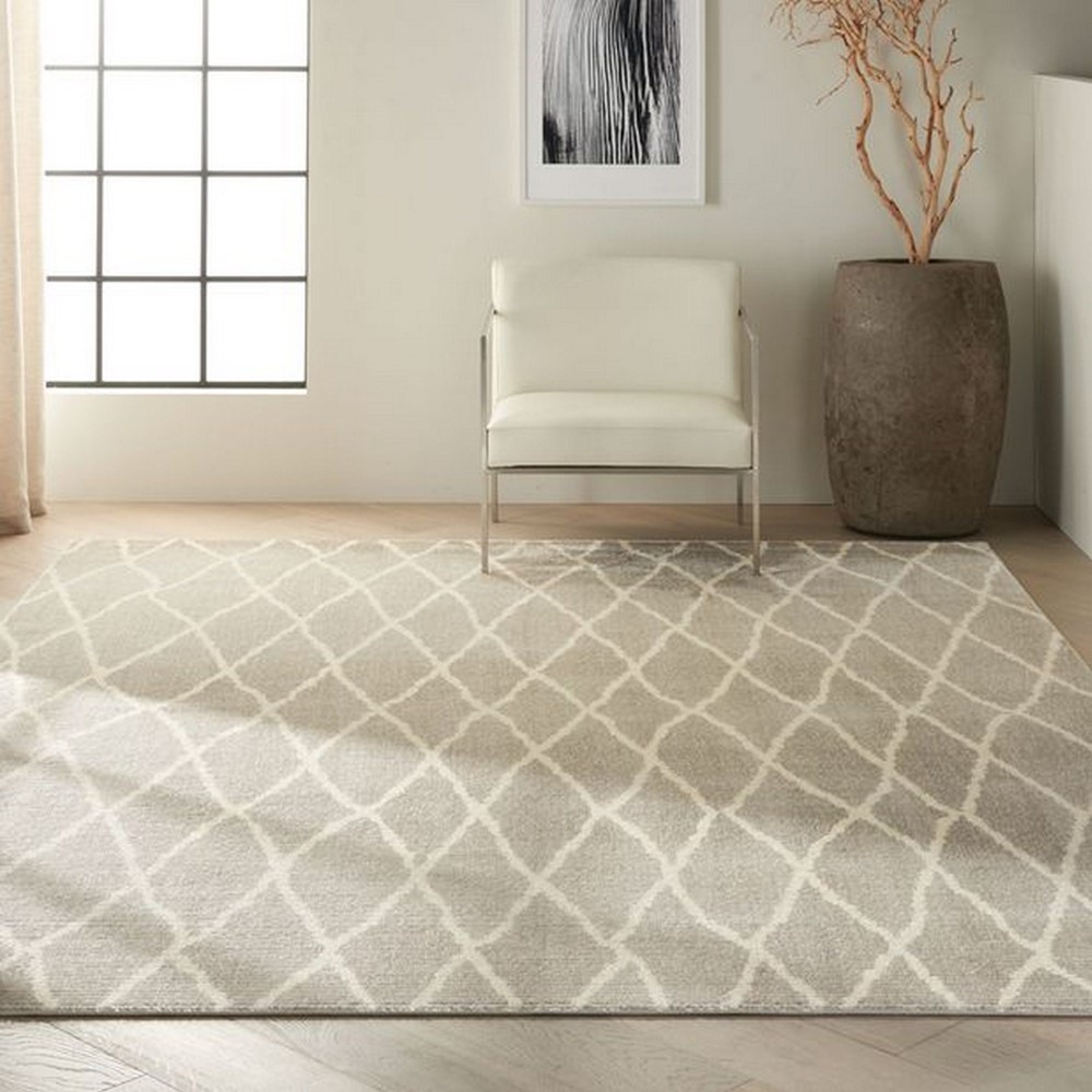 Calvin Klein Pacific Designer Diamond Geo Rugs CK902 in Grey Ivory