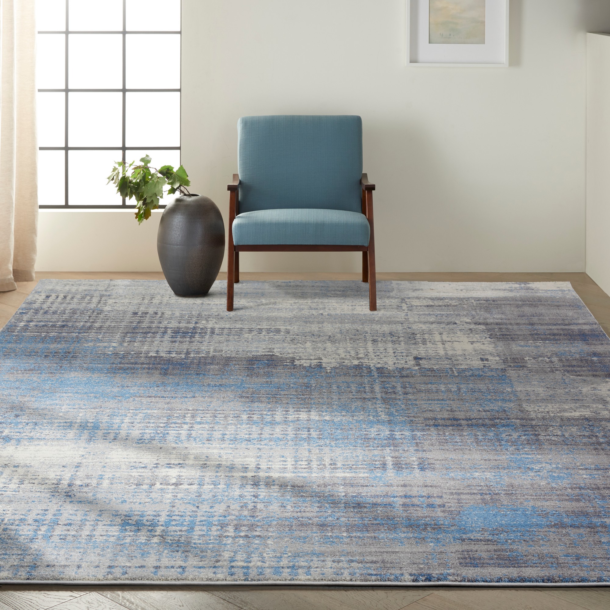 Calvin Klein Torrent Designer Abstract Rugs Ck980 Ivory Grey Blue