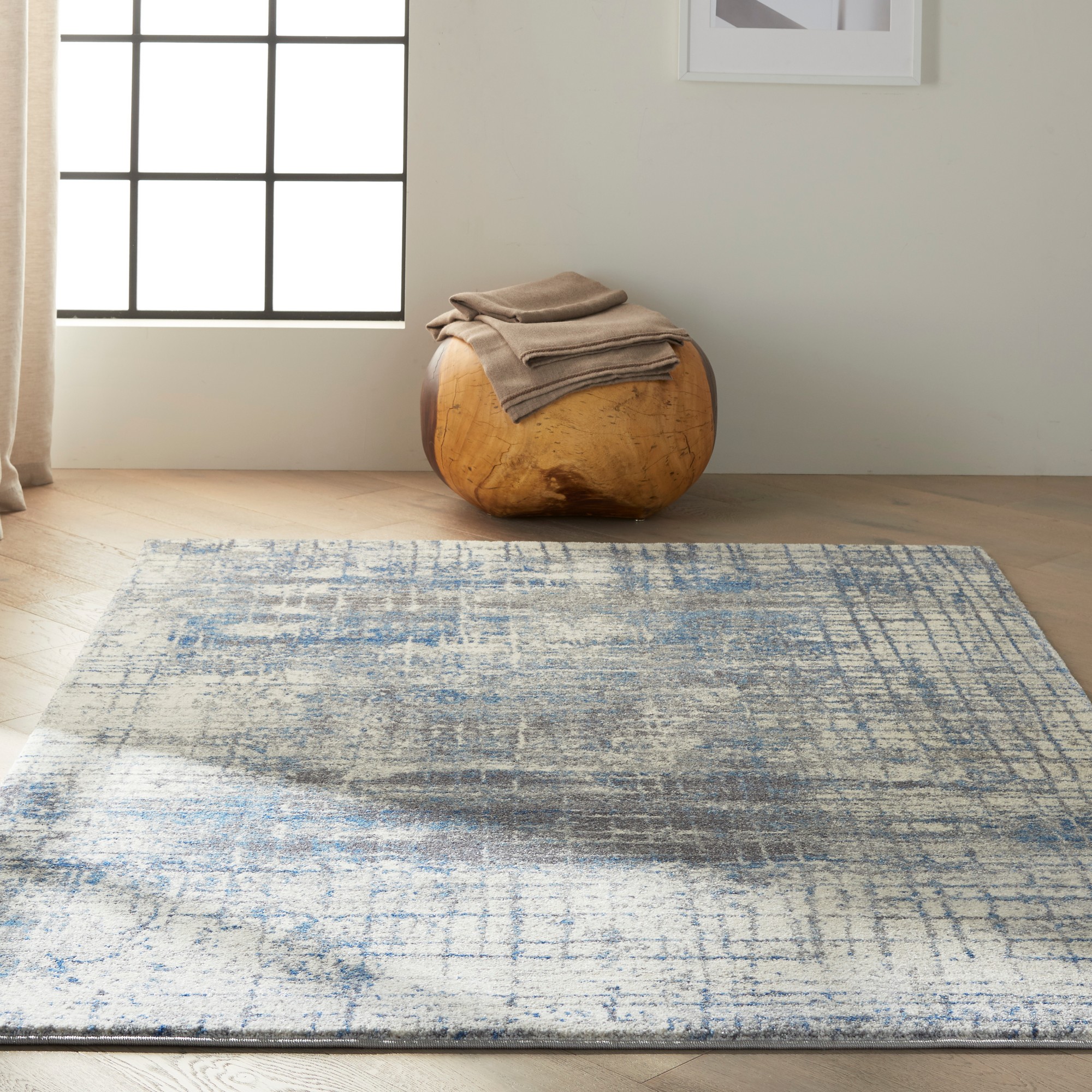 Calvin Klein Torrent Designer Abstract Rugs Ck983 Ivory Grey Blue