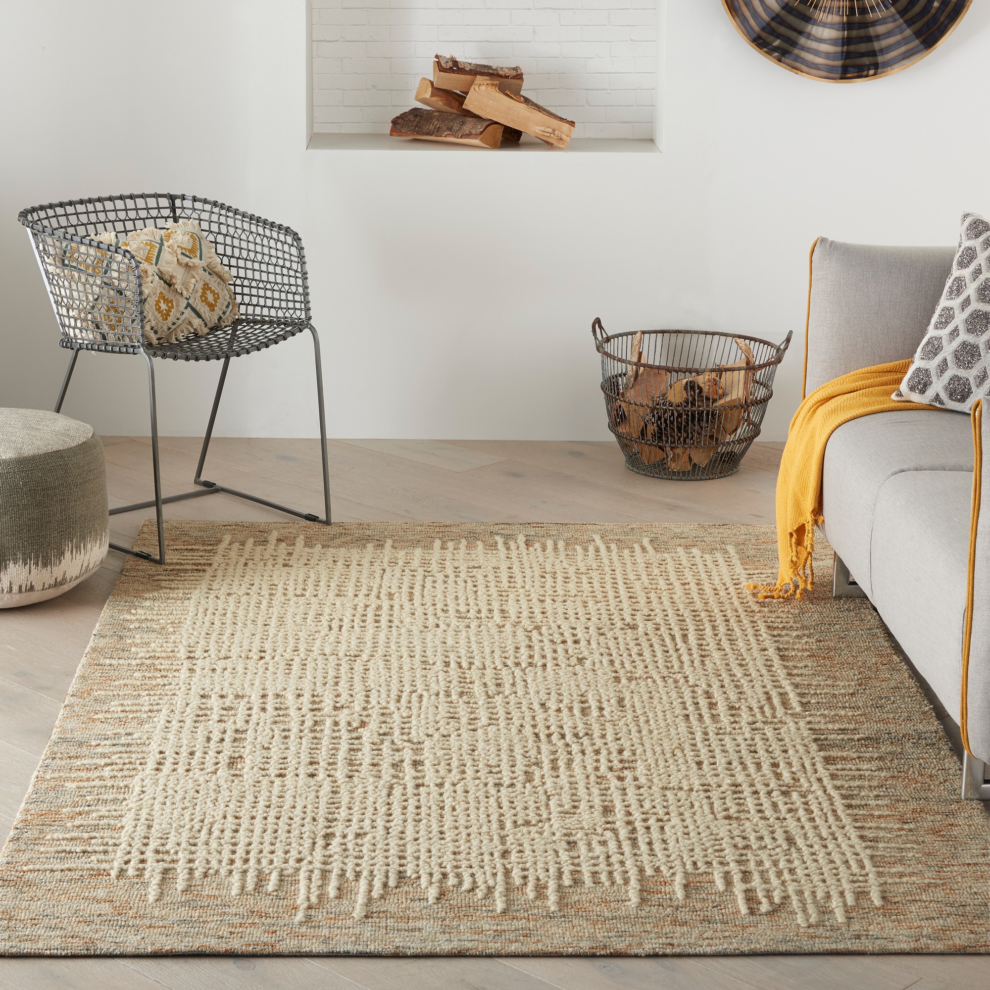 Colorado Clr03 Linear Wool Rugs By Nourison In Beige Multi