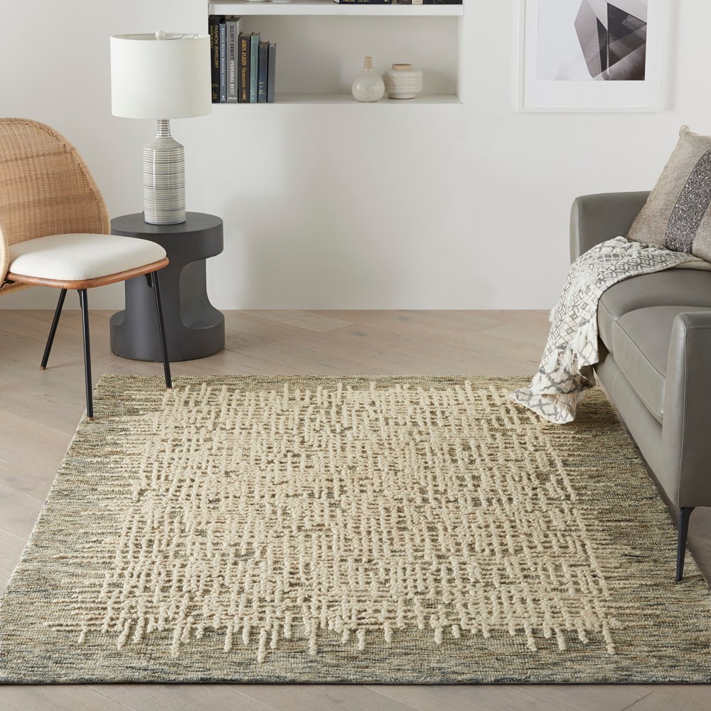 Colorado CLR03 Linear Wool Rugs by Nourison in Ivory Multi