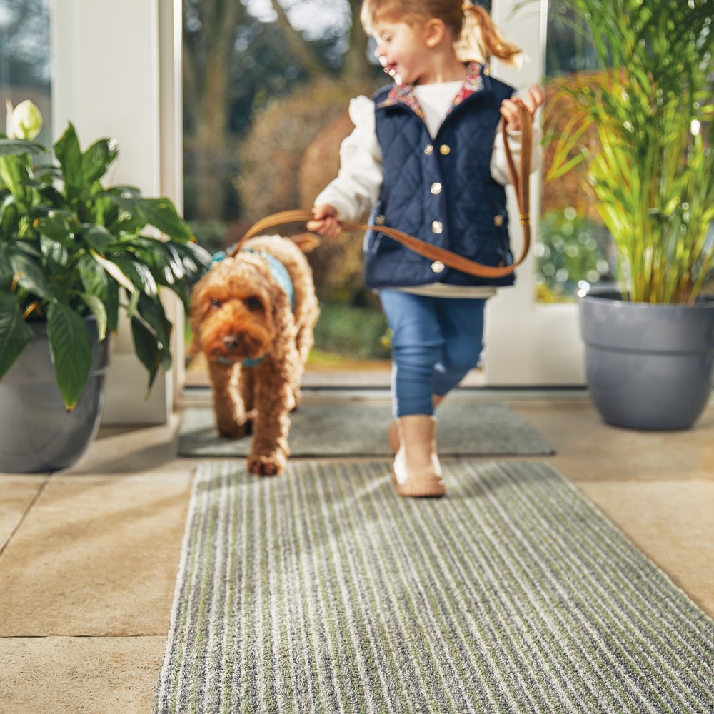 Hug Rug Plain Candy Washable Doormat in Green