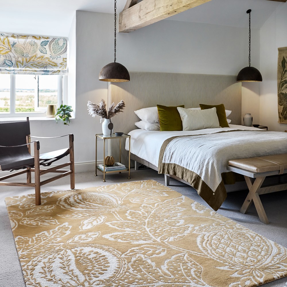 Cantaloupe Fruit Wool Rugs By Sanderson in Ochre Yellow