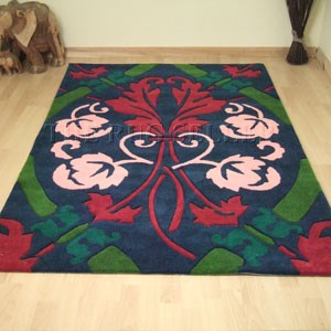 Cashlin Damask Rug in Blue Multi