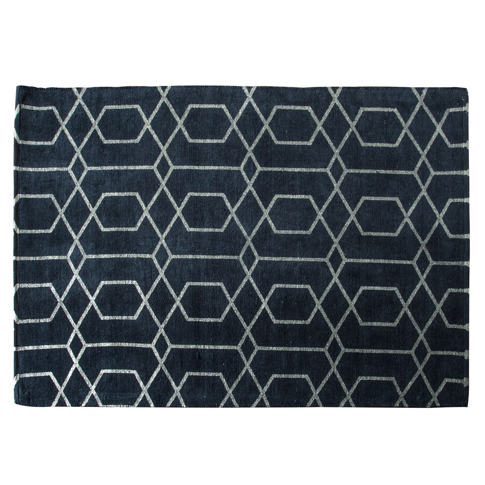 Chaste Geometric Rugs in Charcoal Grey By Luxe Tapi