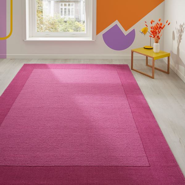 Colours Bordered Wool Rug - Pink