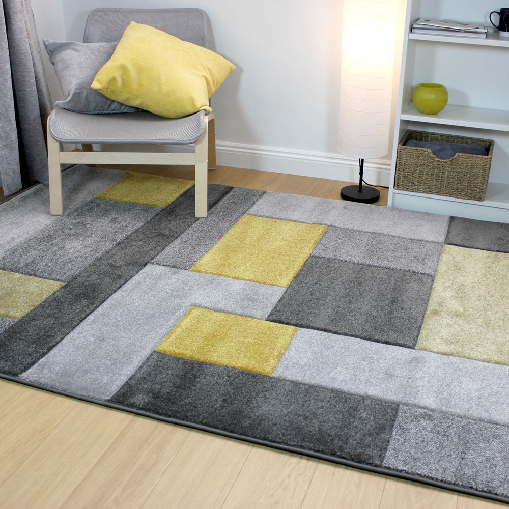 Cosmos Rugs in Grey and Ochre buy online from the rug seller uk