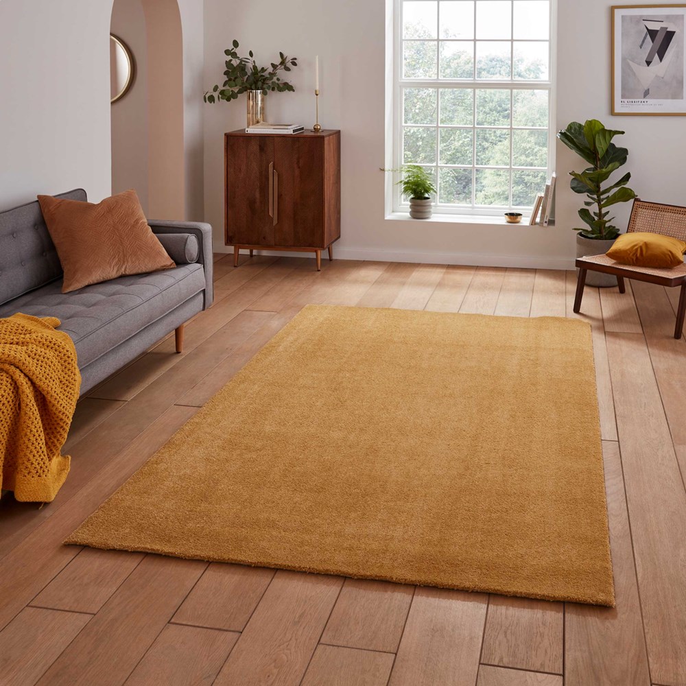 Cove Plain Plush Soft Shaggy Washable Rug in Yellow