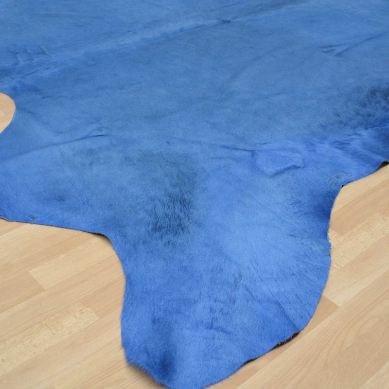 Cowhide Rug In Plain Blue Buy Online From The Rug Seller Uk