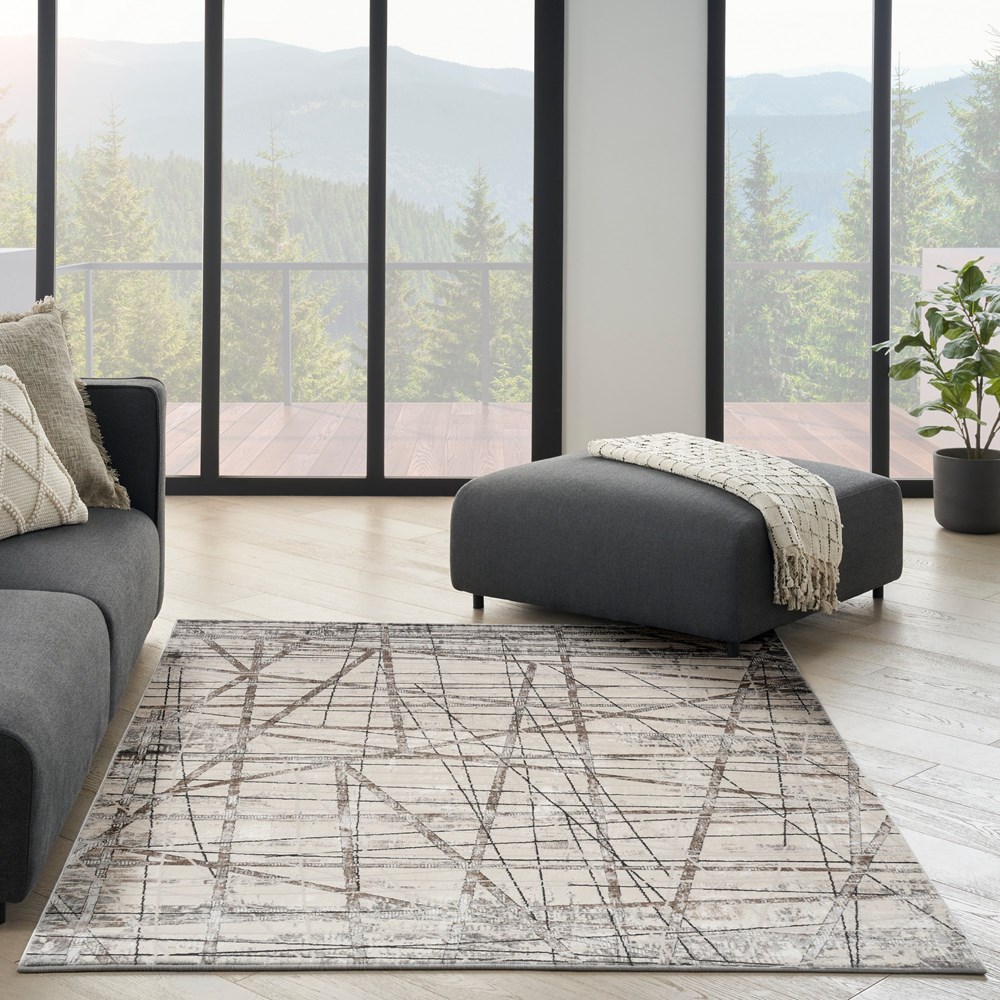 Desire DSR03 Abstract Rugs by Nourison in Grey Silver