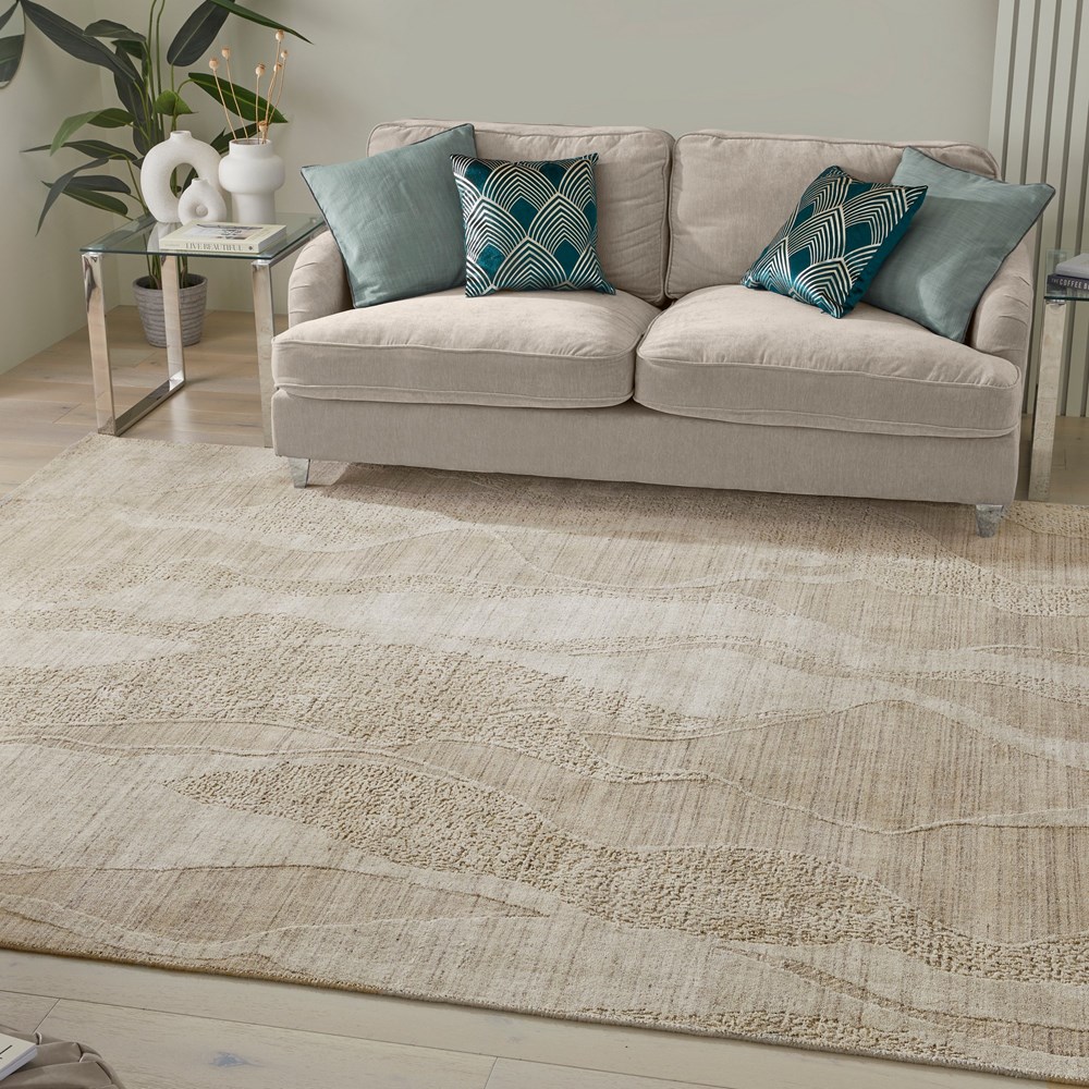 Dune DU147 Wave Wool Rugs by Concept Looms in Beige