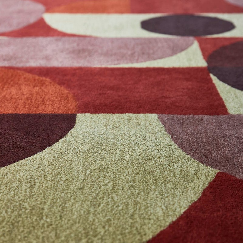 Decor Cosmo Geometric Rugs in Red Pale Green 095203 By Brink and ...