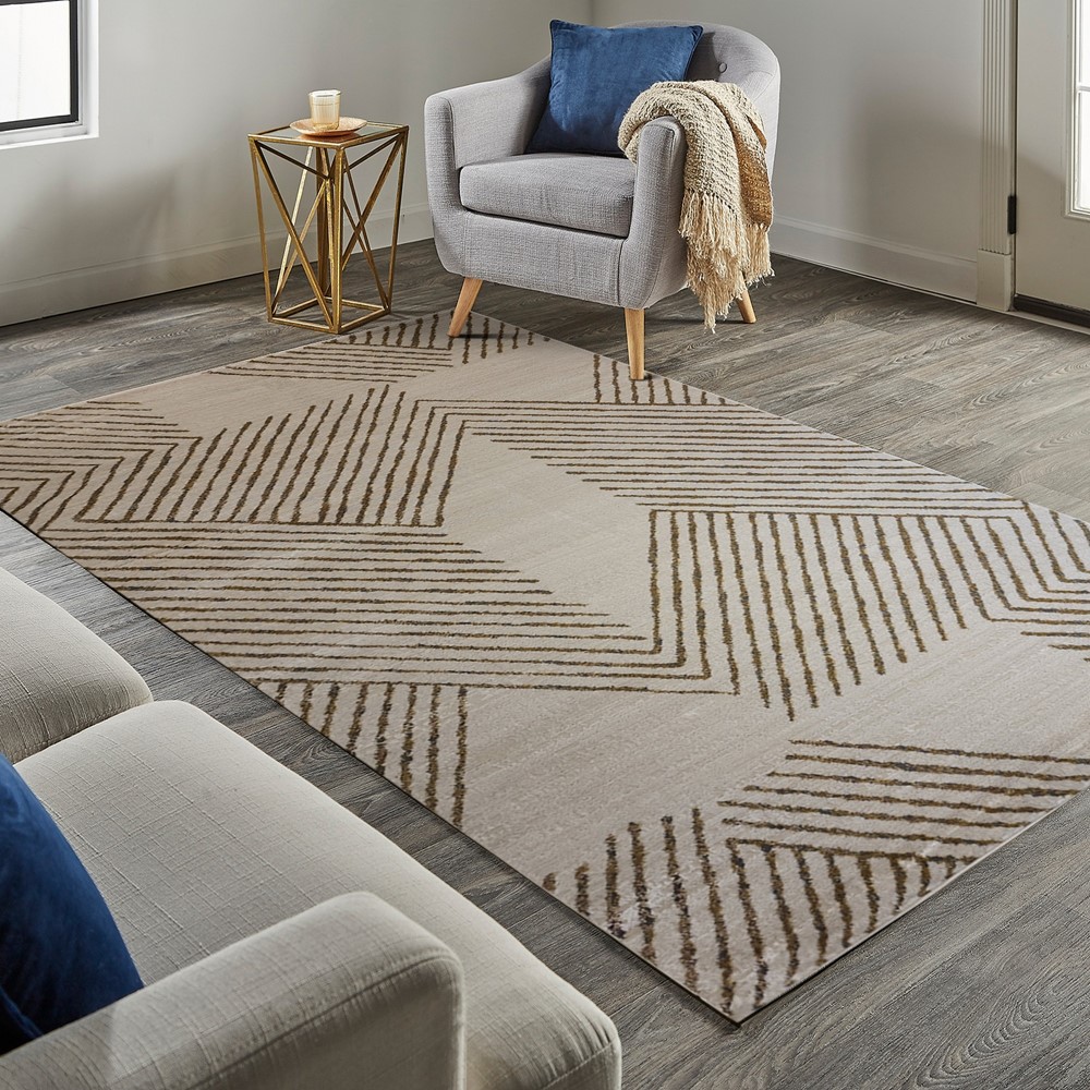 Origins Delta Abstract Geometric Rug in Ivory White