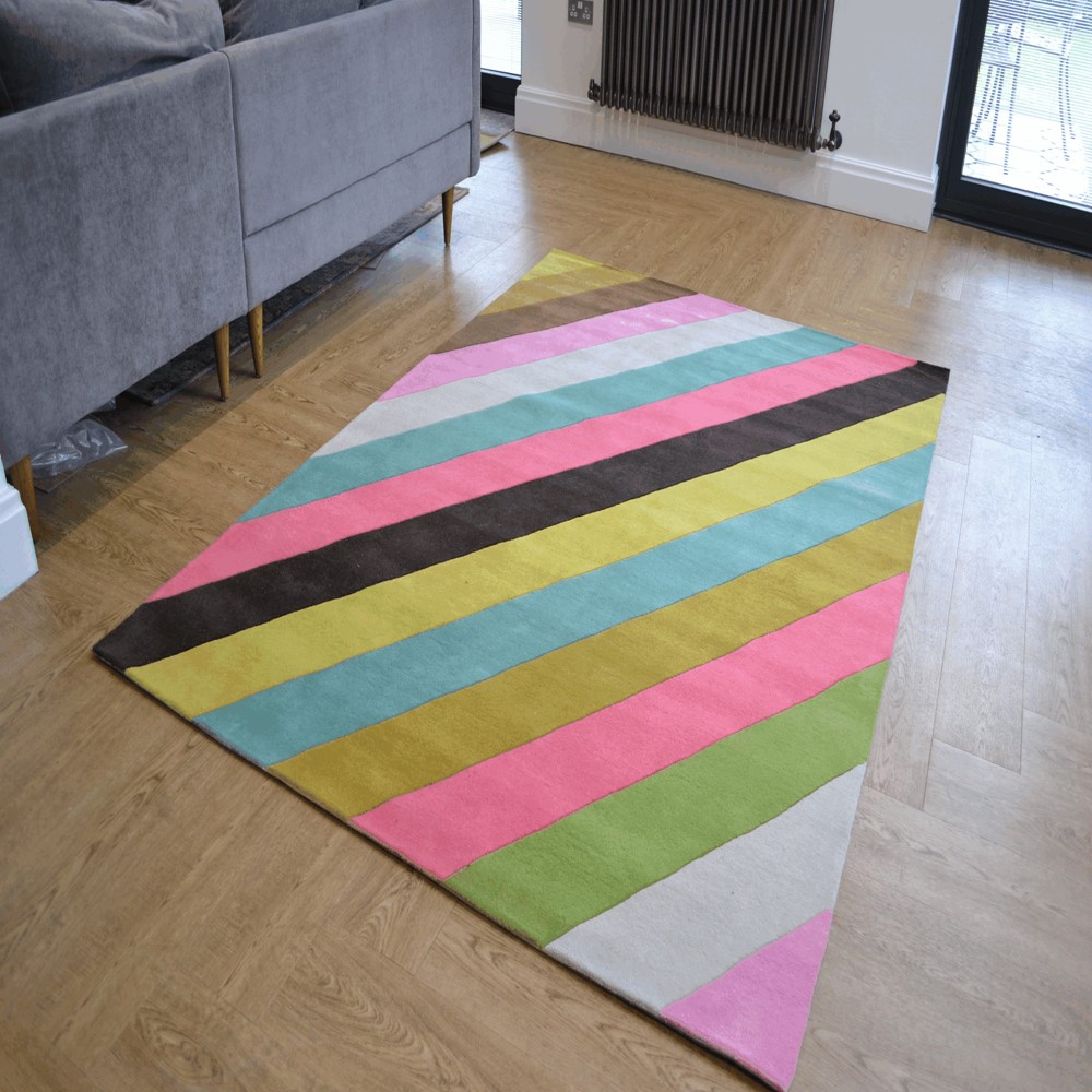 Diagonal Wool Modern Tufted Striped Carved Rugs in Multi buy online ...