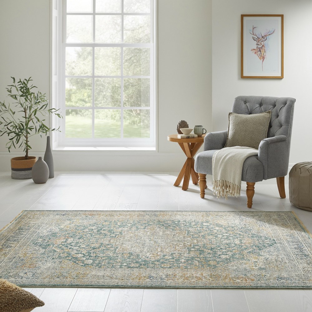 Elegant Heirlooms ELH01 Traditional Persian Rugs by Nourison in Ivory Blue