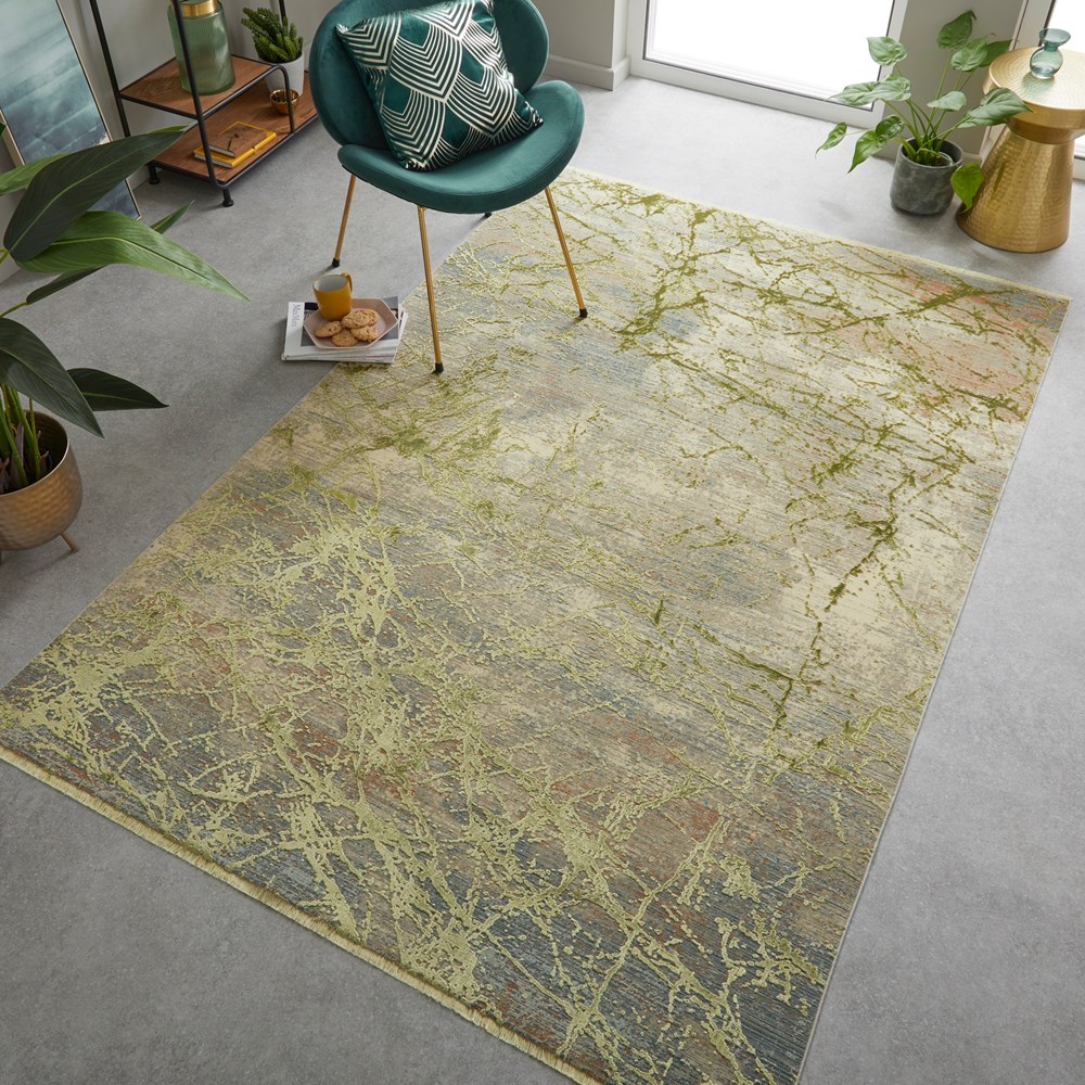 Concept Looms Emerald EMR101 Abstract Rug in Mustard Yellow