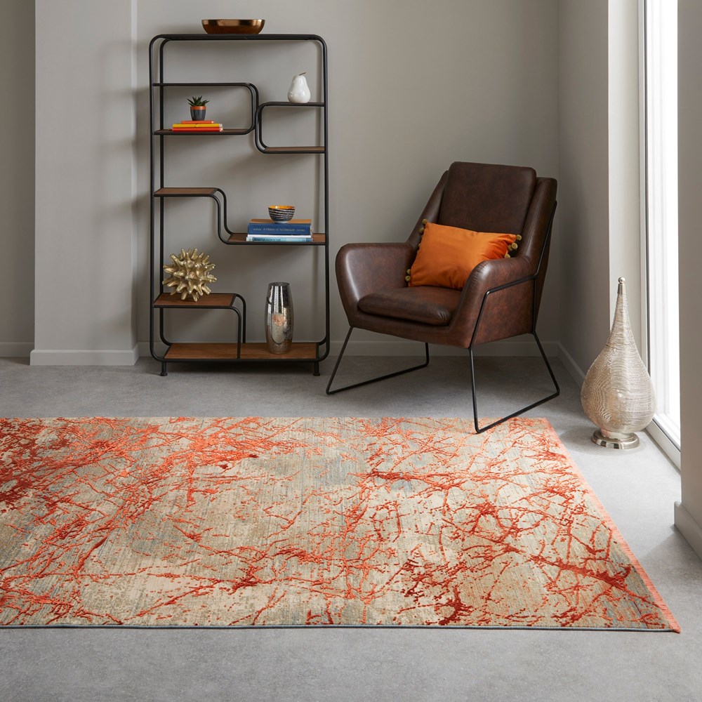 Concept Looms Emerald EMR101 Abstract Rug in Orange