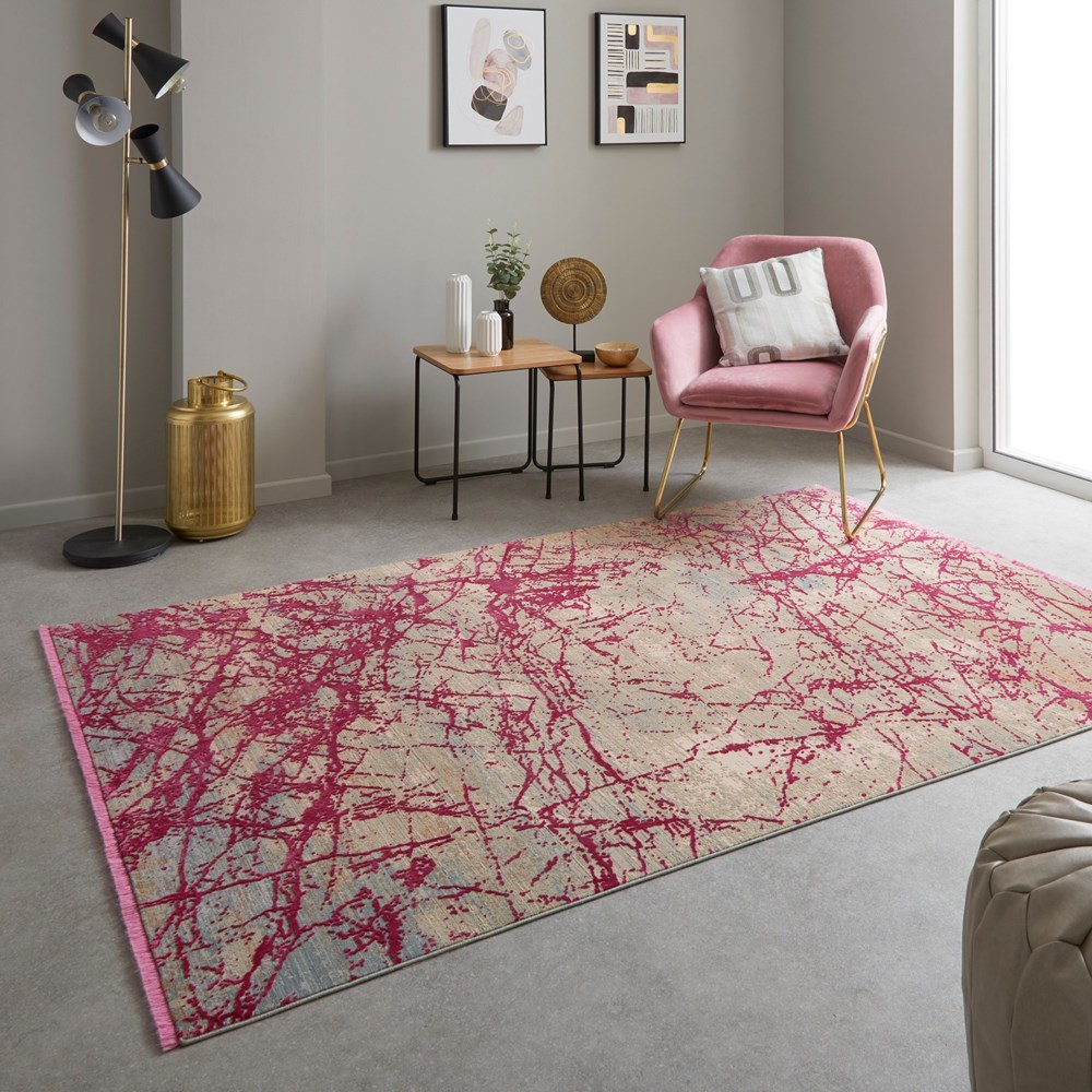 Concept Looms Emerald EMR101 Abstract Rug in Pink