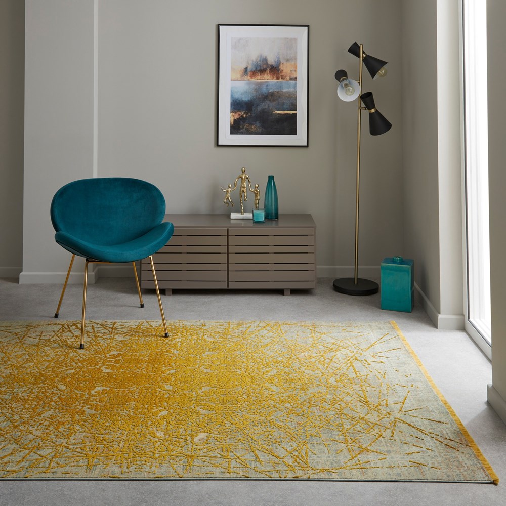 Concept Looms Emerald EMR102 Abstract Rug in Yellow