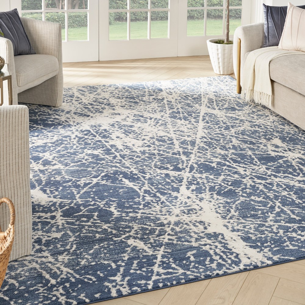 Nourison Exhale Abstract Rugs EXL02 in Navy Ivory