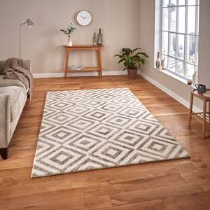 Modern Elegant Tartan Check Rugs 4892 in Beige and Black buy online ...