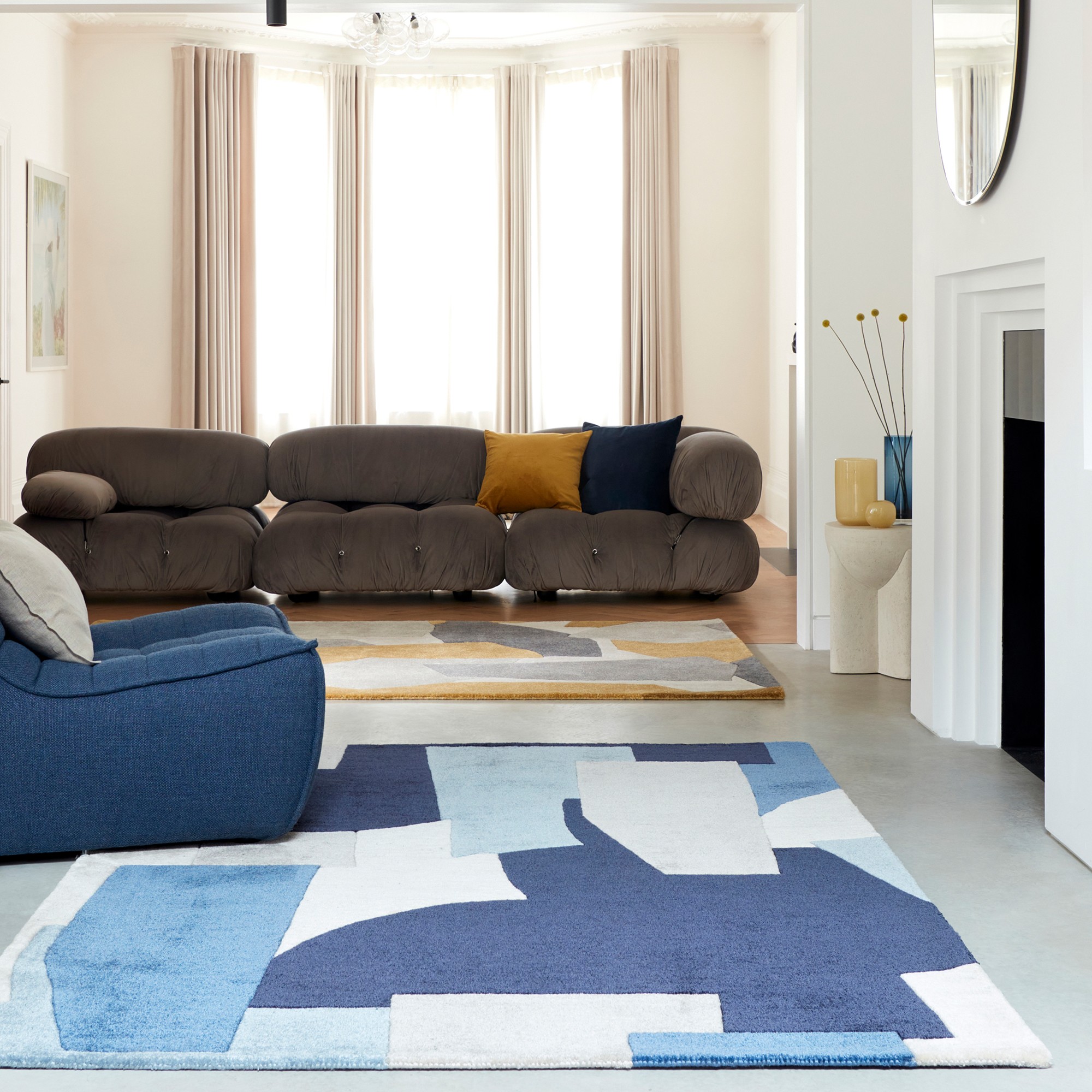 Romy Elements 11 Geometric Modern Rugs In Blue