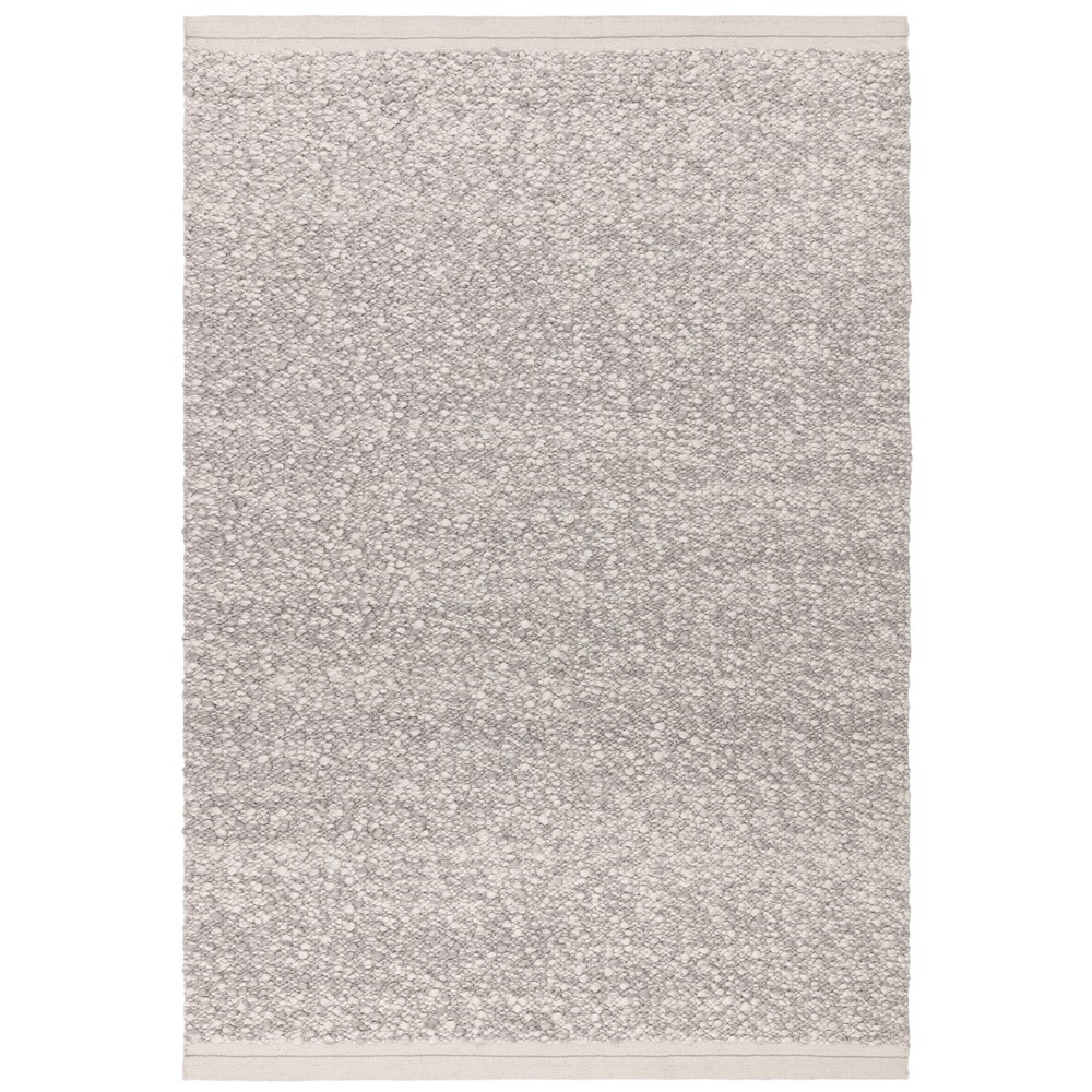 Elm Plain Boho Wool Flatweave Rugs in Silver Grey