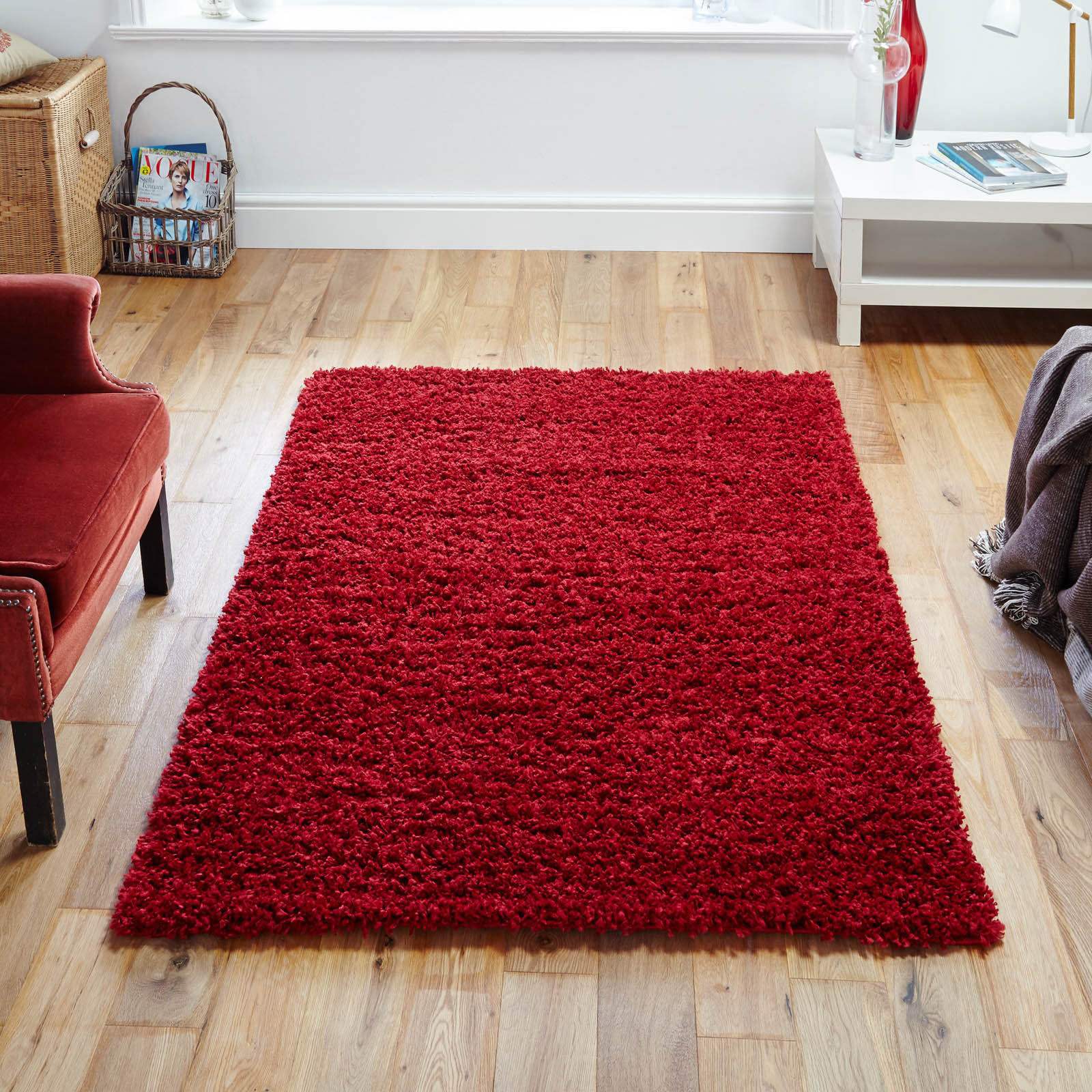 Elsa Shaggy Rugs in Red - Free UK Delivery - The Rug Seller