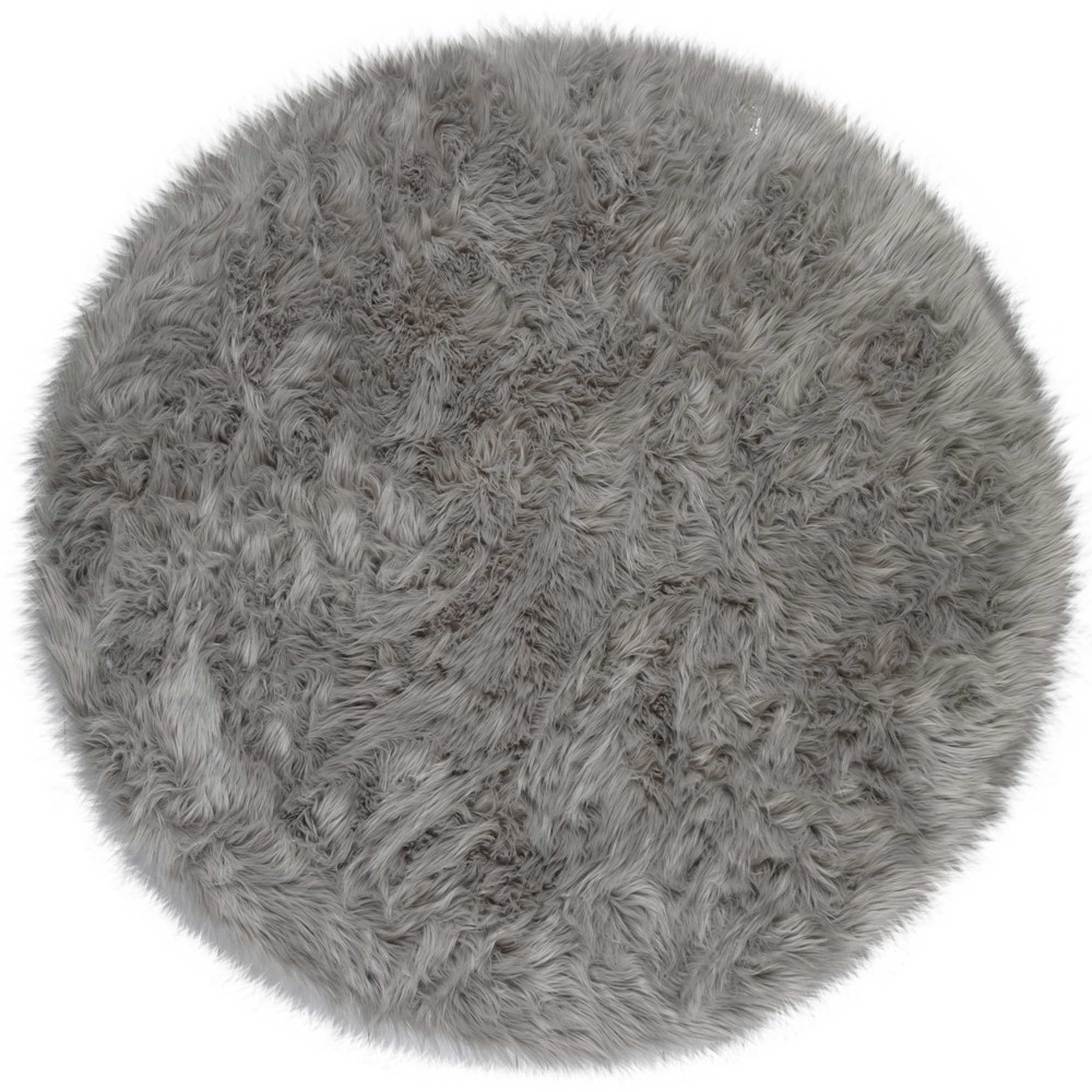 Faux Fur Sheepskin Circle Round in Grey buy online from the rug seller uk