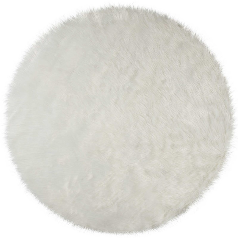 Faux Fur Sheepskin Circle Round in Ivory buy online from the rug seller uk