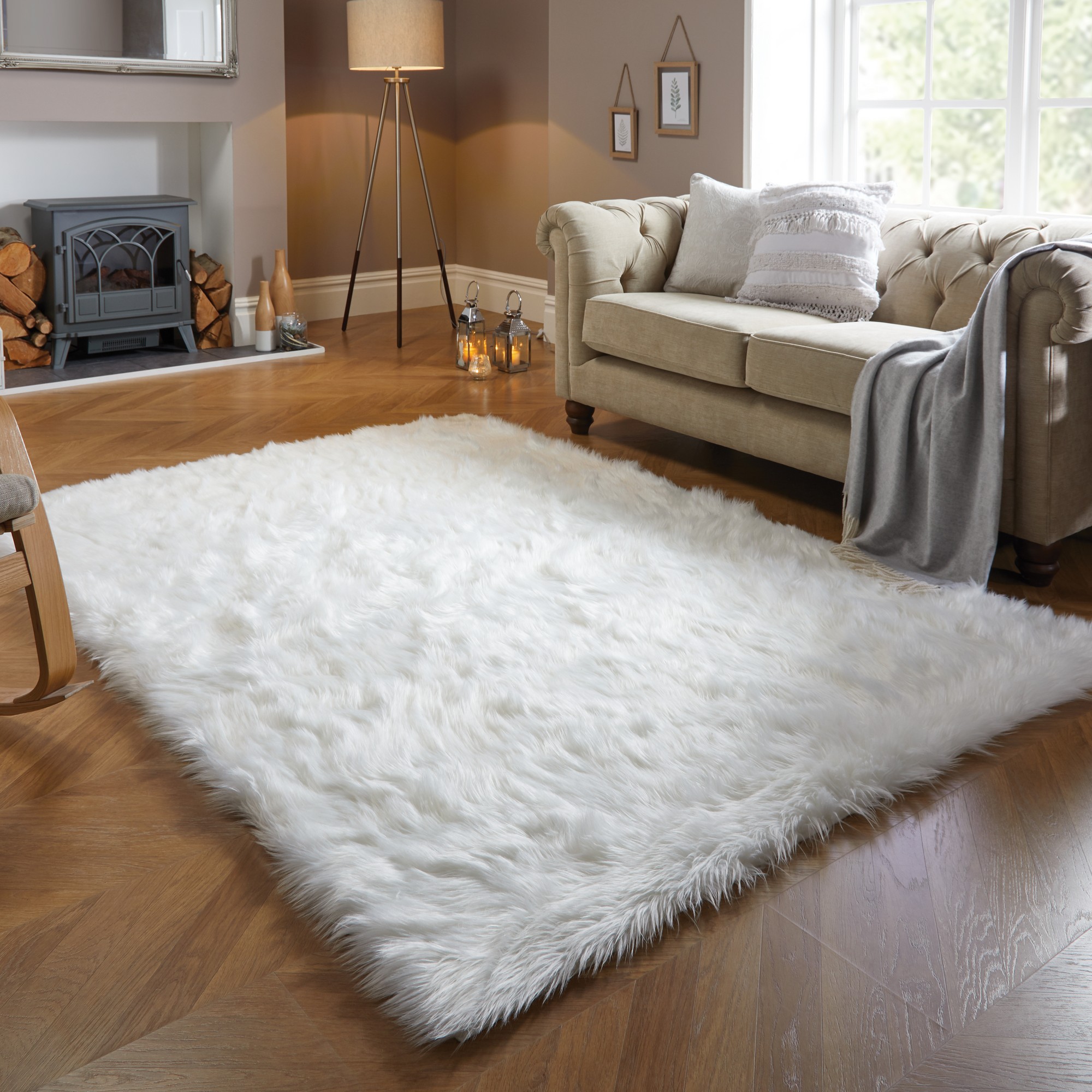 Faux Fur Sheepskin in Grey buy online from the rug seller uk