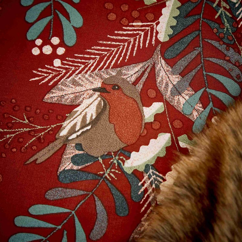 Festive Robin Christmas Bedding by Laura Ashley in Winter Red buy online from the rug seller uk