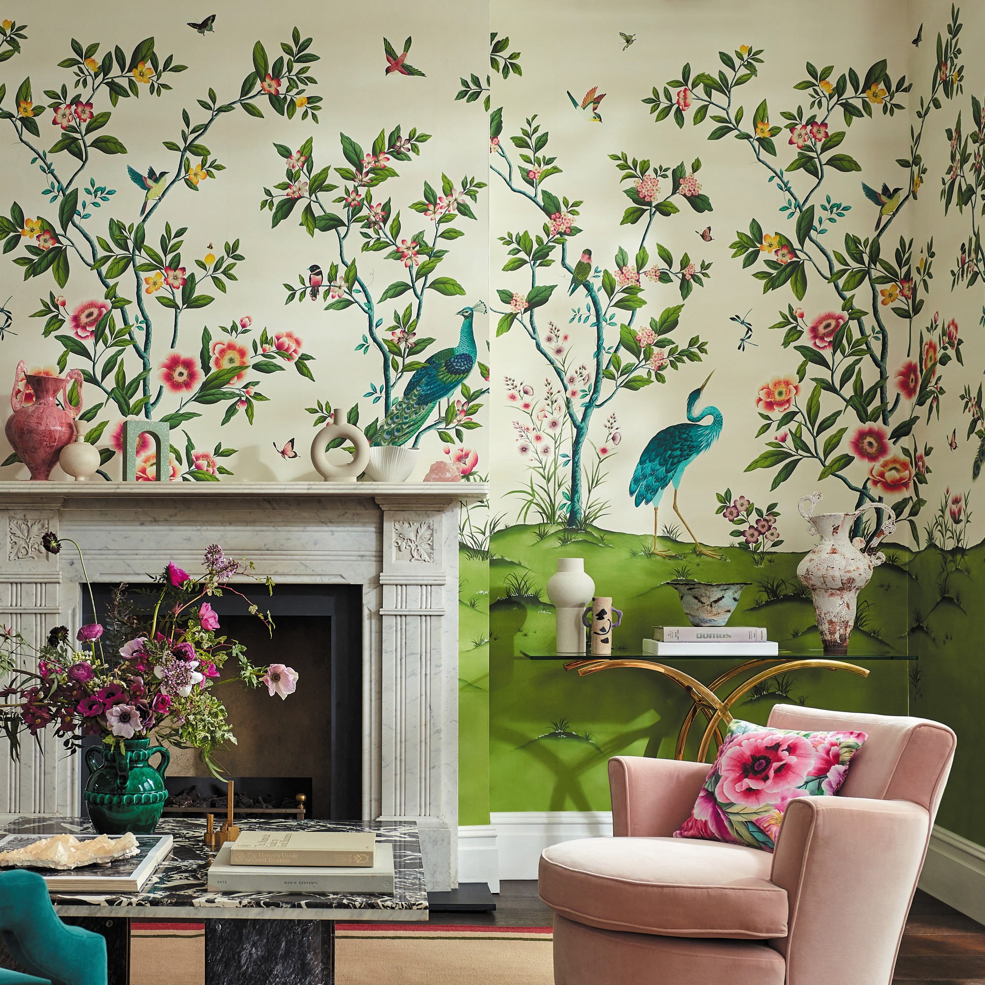 Florence Wallpaper Mural in Fig Blossom / Apple / Peony by Harlequin | Jane  Clayton