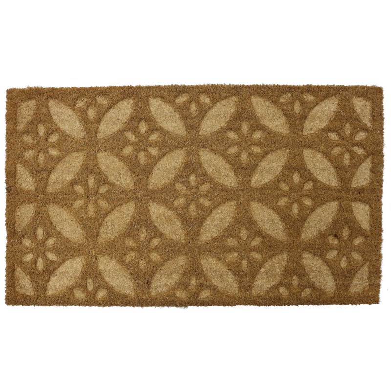 Flower Embossed Coir Doormats in Natural buy online from the rug seller uk