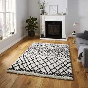 Scandi Berber G272 Shaggy Boho Rugs in White Black buy online from the ...