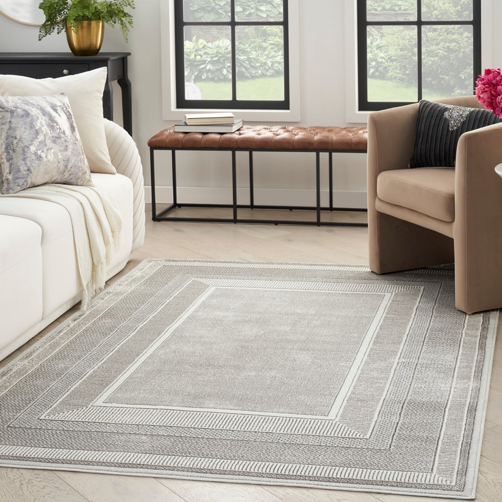 Glitz GLZ07 Geometric Rugs by Nourison in Silver Grey