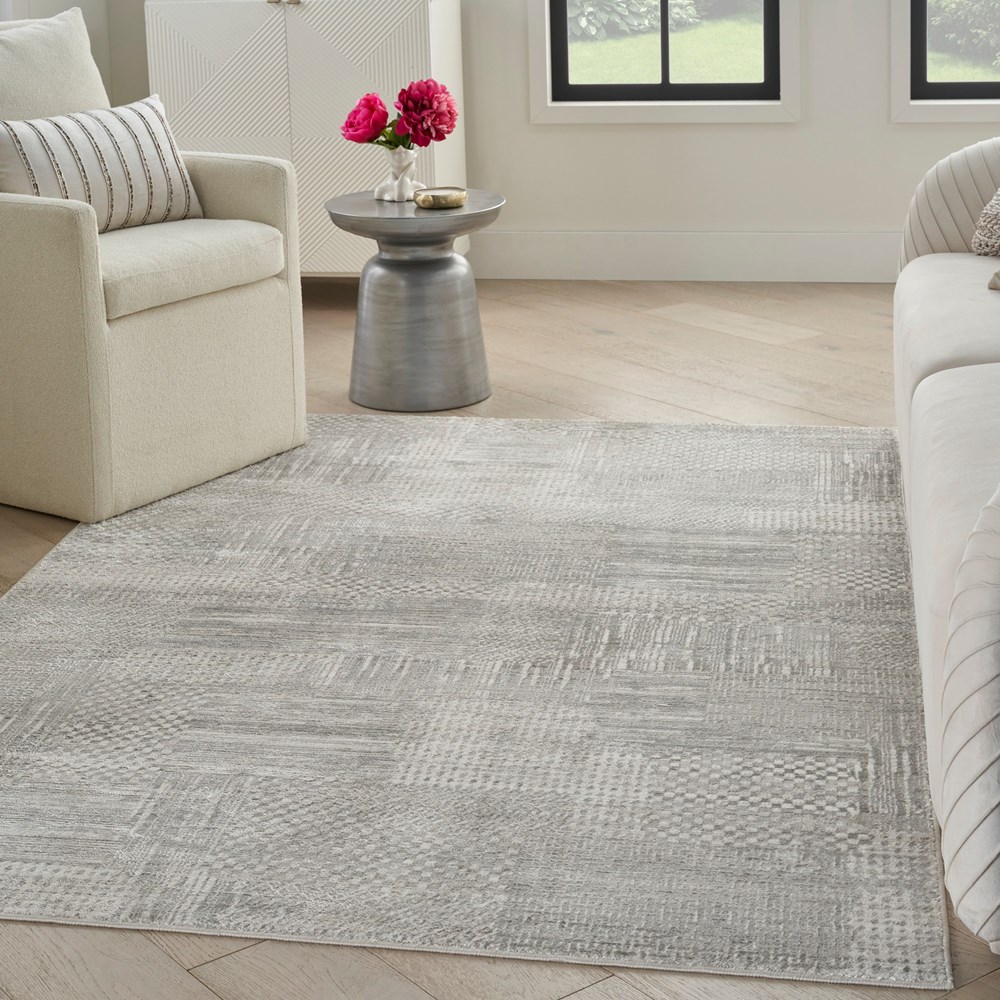 Glitz GLZ09 Geometric Rugs by Nourison in Silver Grey