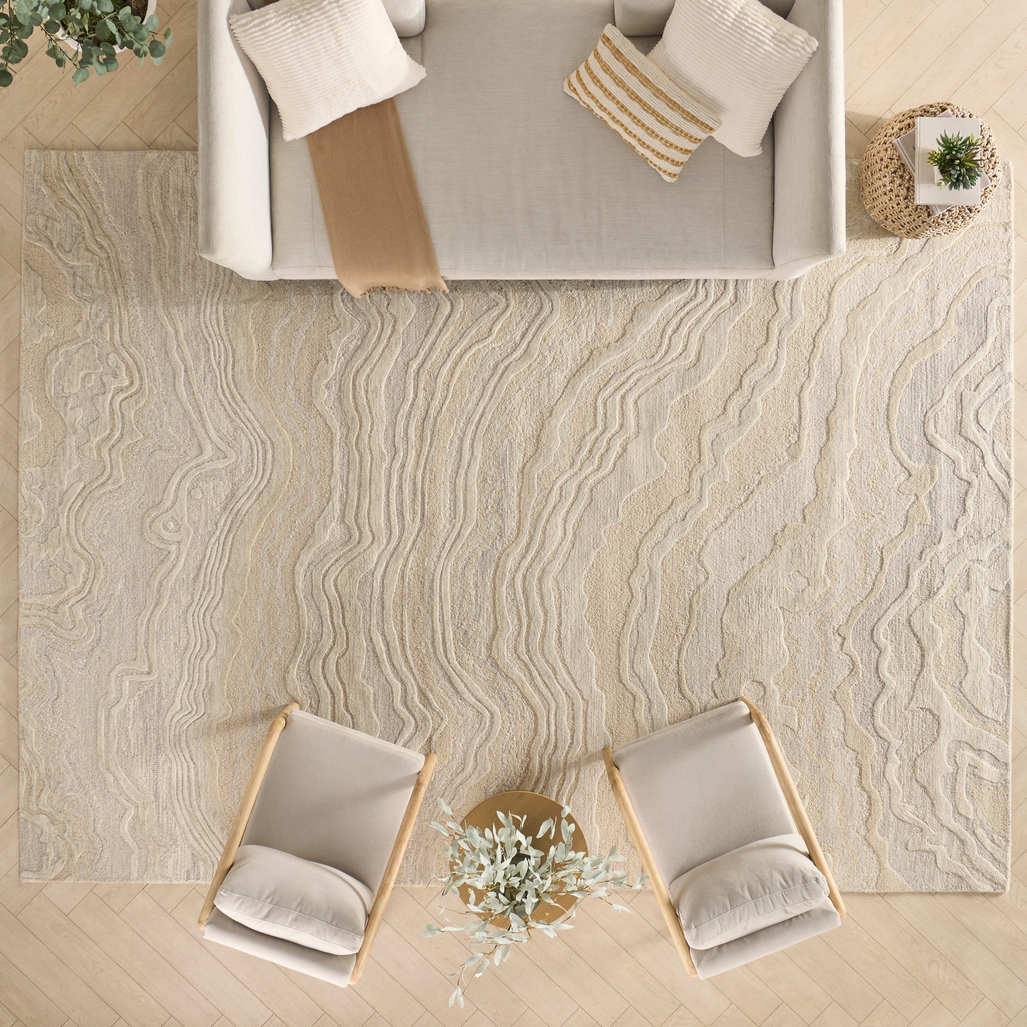 Graceful Gru01 Abstract Wool Rugs By Nourison In Beige