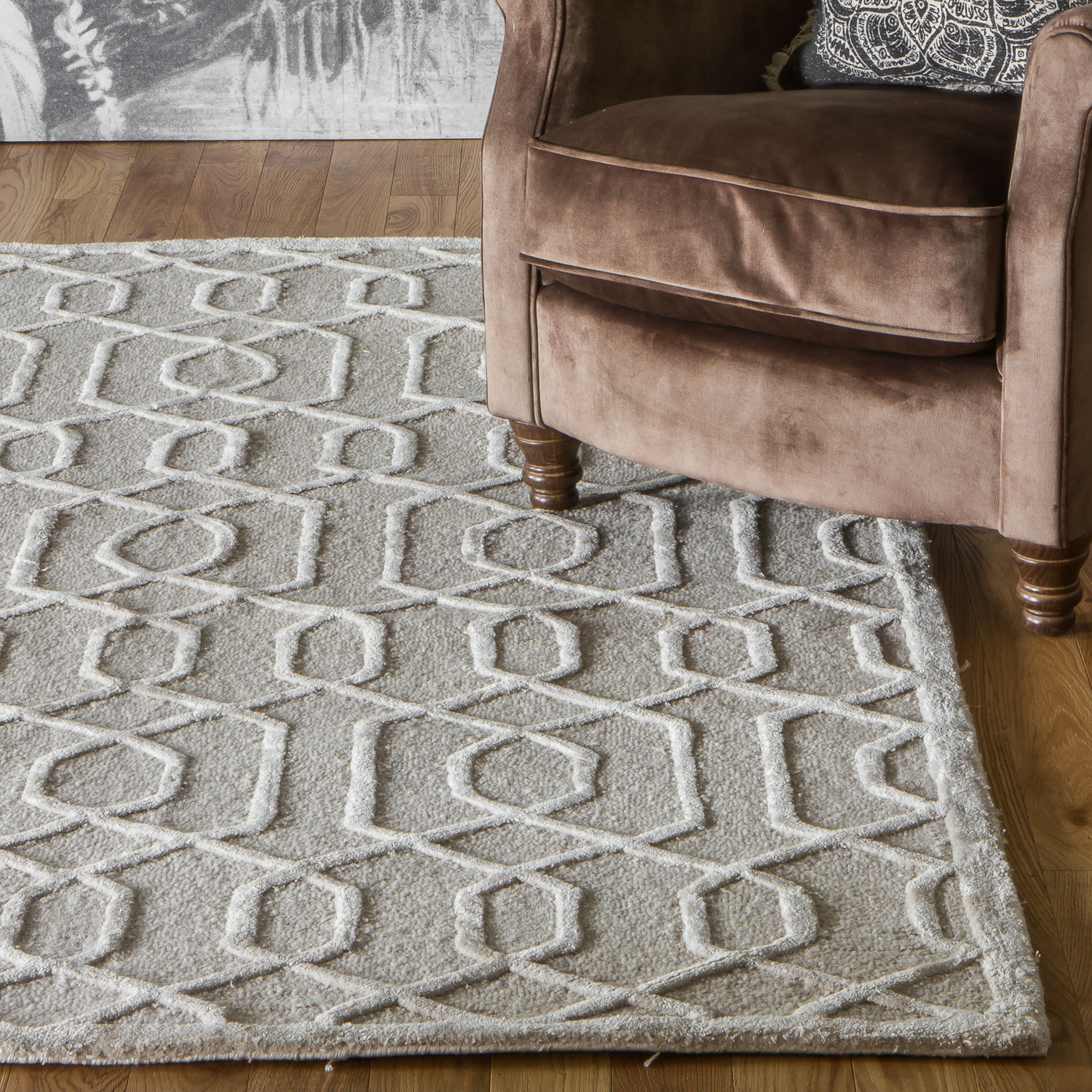 Genoa Modern Geometric Rug In Natural Beige Brown By Luxe Tapi