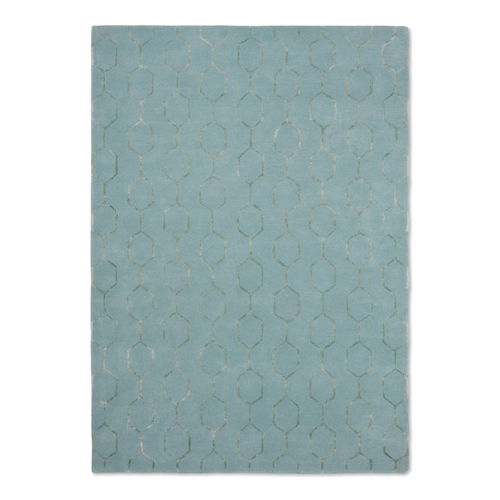 Gio Geometric Wool Rugs 39108 by Wedgwood in Mineral Blue