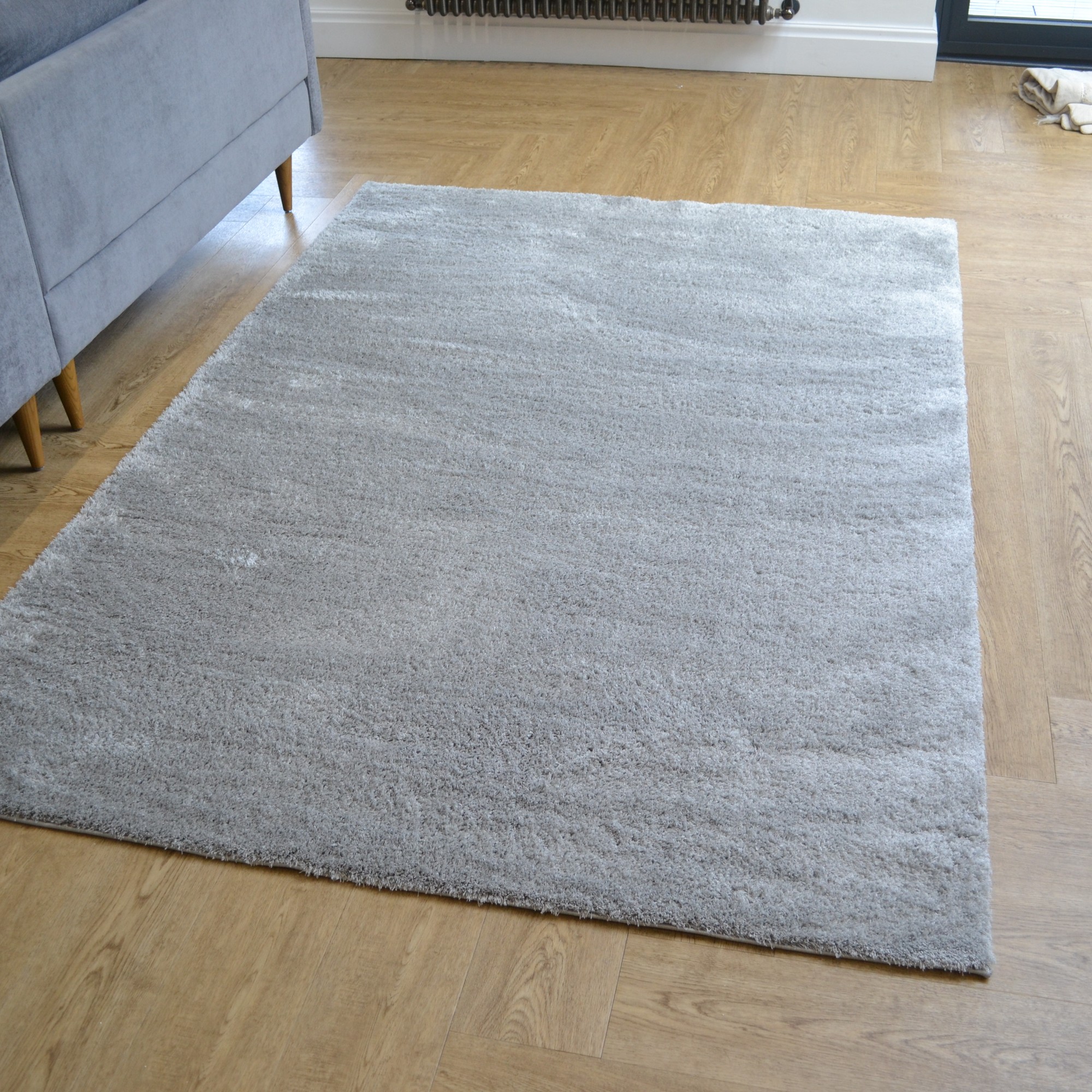 Goldy Shaggy Plain Modern Rugs In Grey