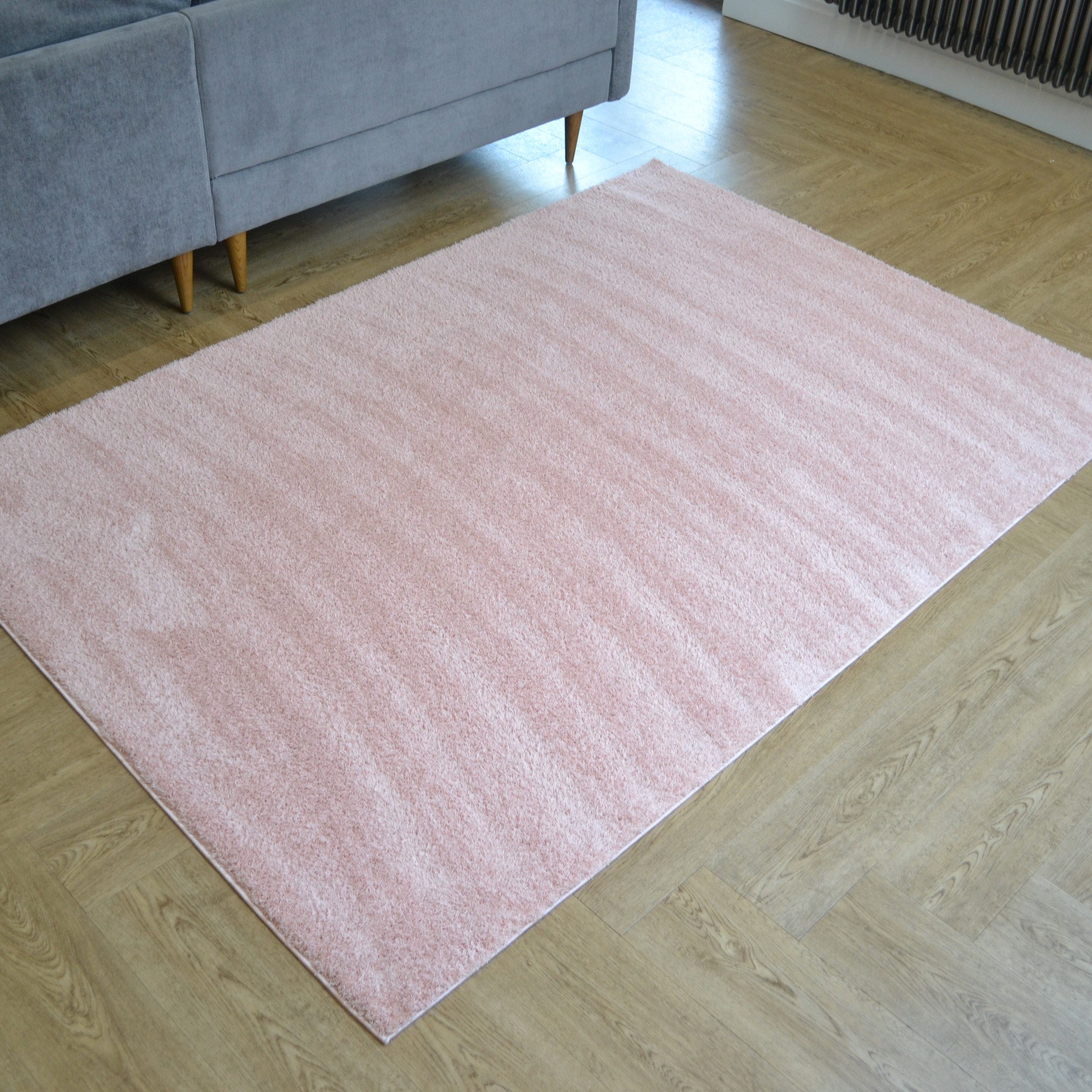 Goldy Shaggy Plain Modern Rugs In Pink